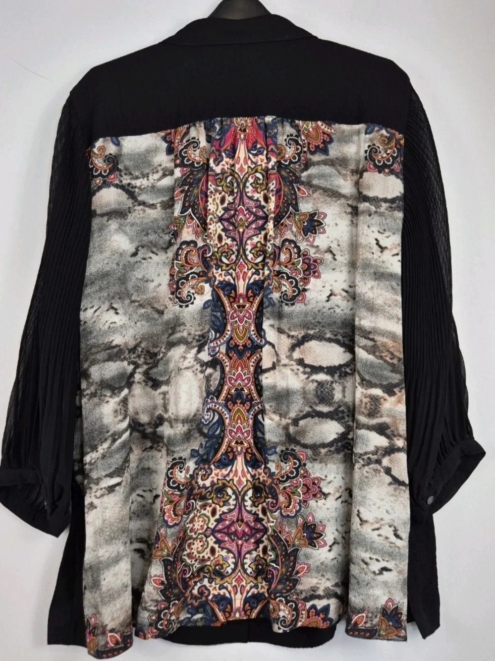 John Mark Women's Size PXL Crochet Button Up Shirt Tunic Black Long Sleeve 25 - Picture 7 of 14